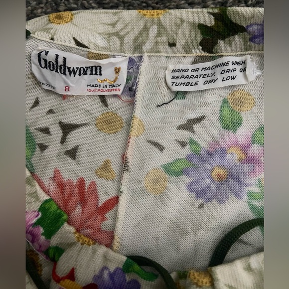 Vintage Goldworm Dress/Sweater Set Floral Small/Medium - Picture 7 of 10